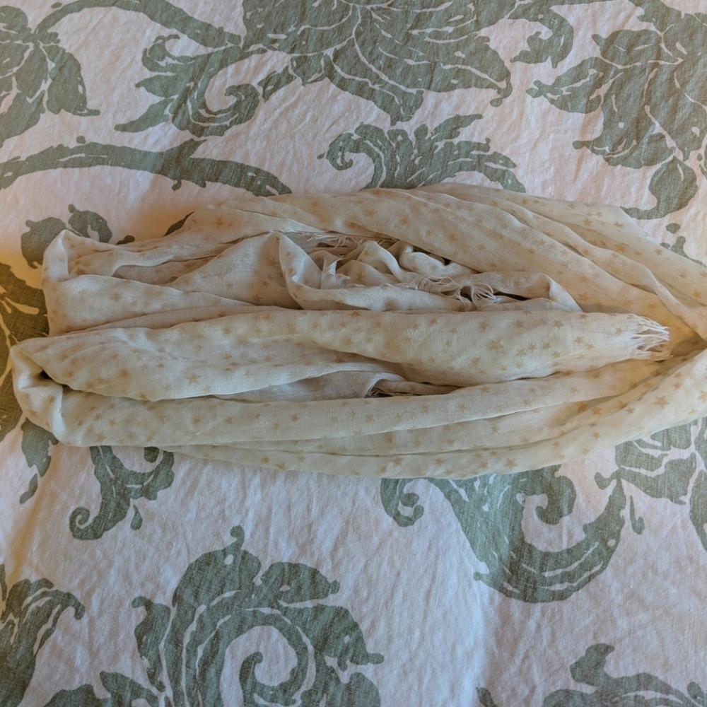 Sheer off white scarf with small stars